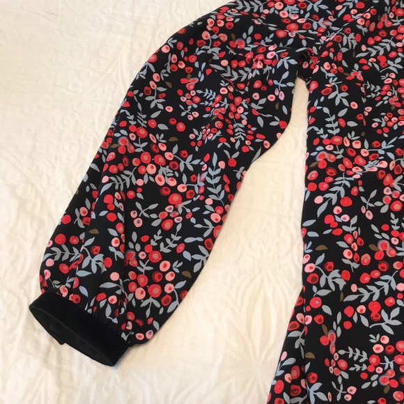 NWT LOFT Velvet Trim Winter Floral Dress M - Picture 3 of 6